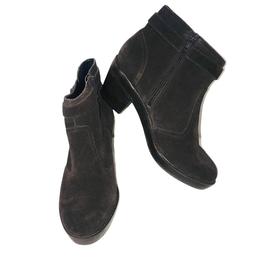 Top Shop Womens Brown Suede Ankle Booties Low Block Heeled Size 40/9